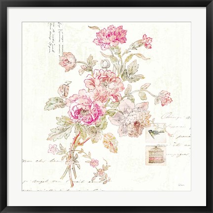 Framed Cottage Roses II Print