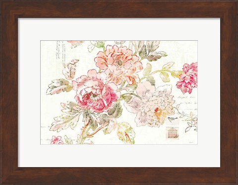 Framed Cottage Roses I Print