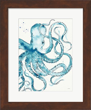 Framed Deep Sea VIII v2 Teal Print