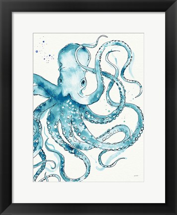 Framed Deep Sea VIII v2 Teal Print