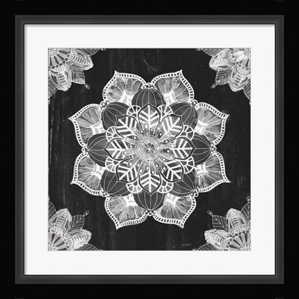 Framed Mandala Morning V BW Print