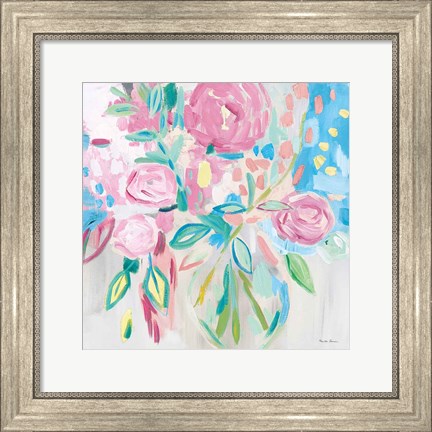 Framed Summer Pink Floral Pastel Print