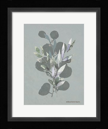 Framed Watercolor Greenery Series Medium Teal I Print