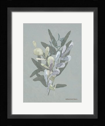 Framed Watercolor Greenery Series Medium Teal II Print