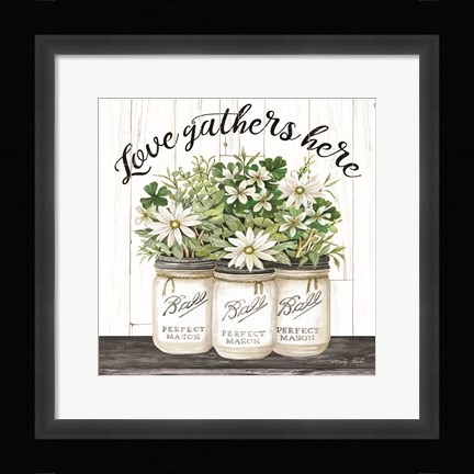 Framed White Jars - Love Gathers Here Print
