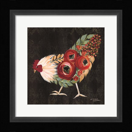 Framed Botanical Rooster Print