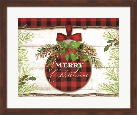 Framed Merry Christmas Ornament Print