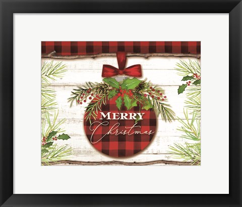 Framed Merry Christmas Ornament Print