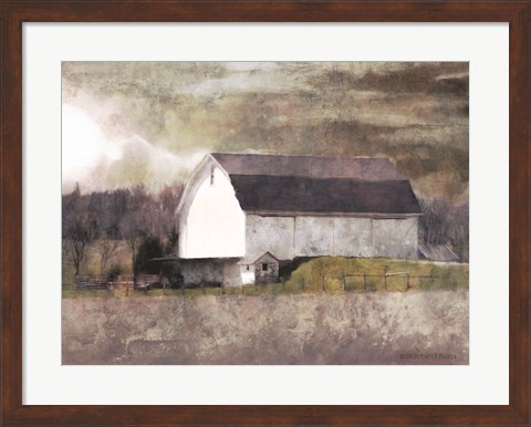 Framed Rustic White Barn Scene I Print