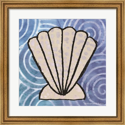 Framed Whimsy Coastal Clam Shell Print
