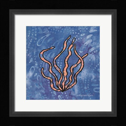 Framed Whimsy Coastal Conch Seaweed Print