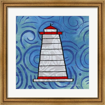 Framed Whimsy Coastal Conch Lighthouse Print