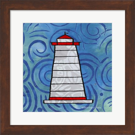 Framed Whimsy Coastal Conch Lighthouse Print
