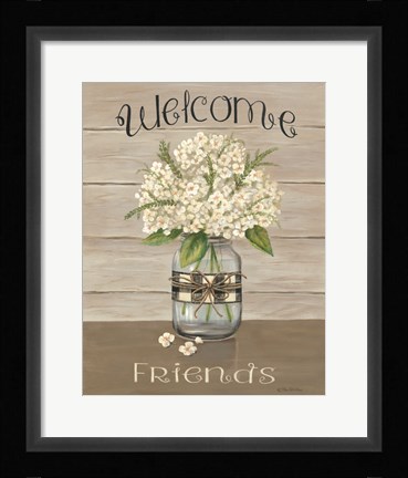 Framed Welcome Friends Mason Jar Print