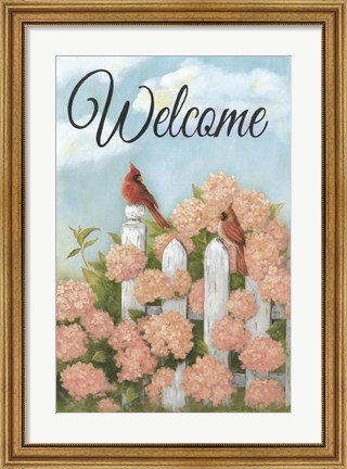 Framed Cardinal Pair Welcome Print