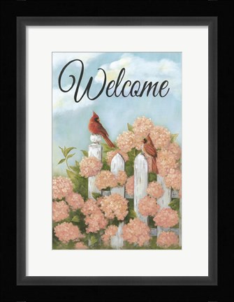 Framed Cardinal Pair Welcome Print
