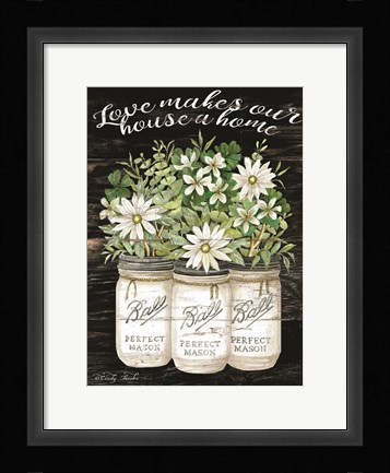Framed White Jars - Love Makes Our House a Home Print