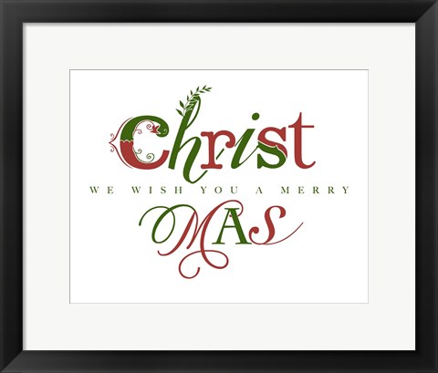 Framed Red and Green Merry Christmas Print