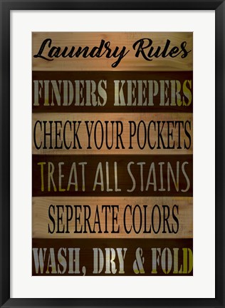 Framed Laundry Rules Print