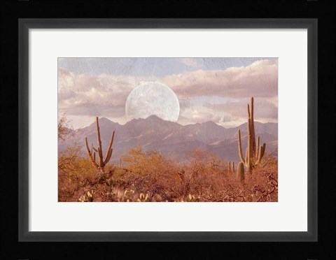 Framed Moonrise Over The Mountain Print