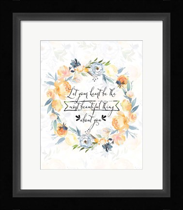 Framed Let Your Heart Floral Wreath Print