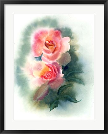 Framed Peach Rose Print