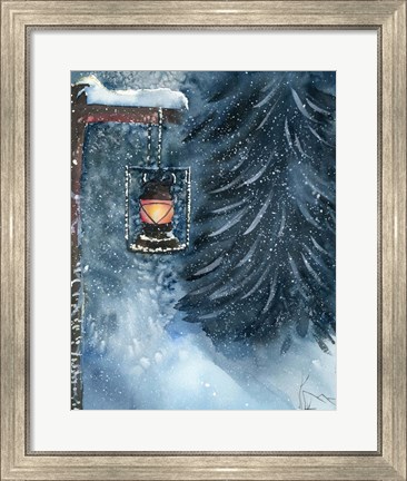Framed Winter Lantern Print