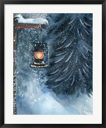 Framed Winter Lantern Print