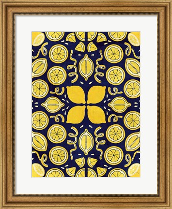 Framed Otomi Lemon Navy Crop Print