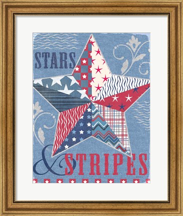 Framed Stars and Stripes Star Dark Print