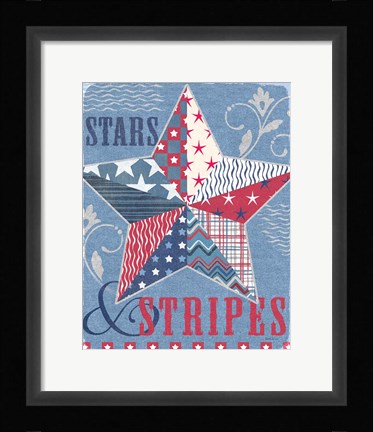 Framed Stars and Stripes Star Dark Print