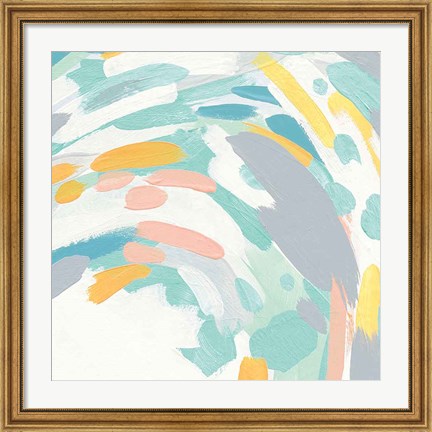 Framed Laughter II Turquoise and Peach Print