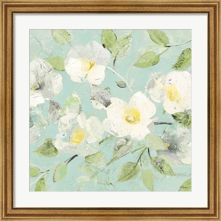 Framed Fading Spring Blue - Bright White Crop Print