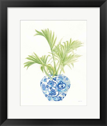 Framed Palm Chinoiserie White II Print