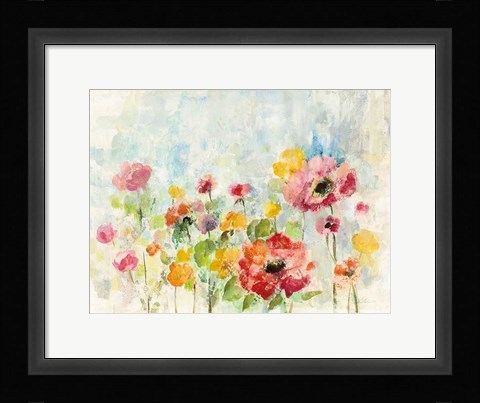 Framed Summer Rain Floral Print