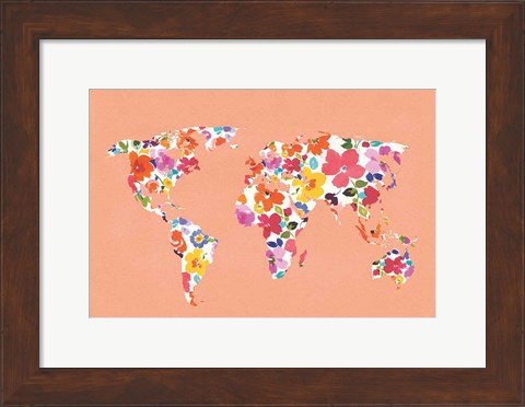 Framed Bright World - No Words Peach Print