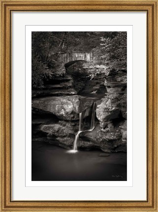 Framed Upper Falls Old Mans Cave BW Print
