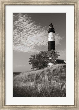Framed Big Sable Point Lighthouse II BW Print