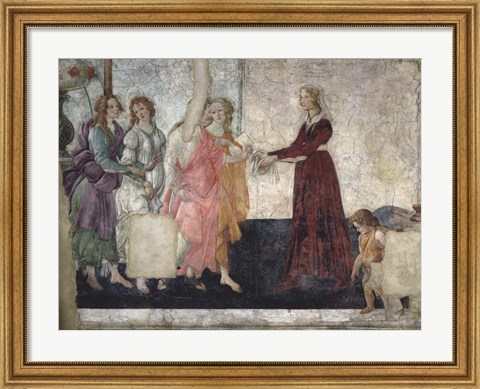 Framed Venus and the Graces Offering Gifts to a Young Girl Print