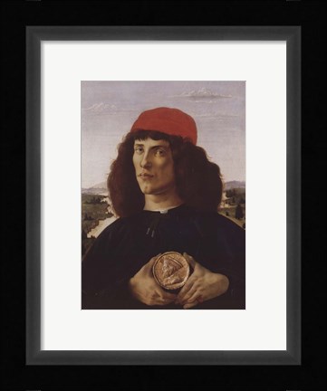 Framed Portrait of a Man with a Medal of Cosimo the Elder Print