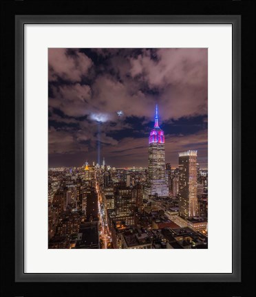 Framed Crescent Moon with the Tribute Lights Print