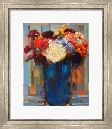 Framed Flowers in a Blue Vase Print