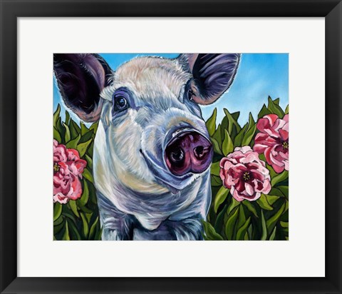 Framed Pigs and Peonies Print