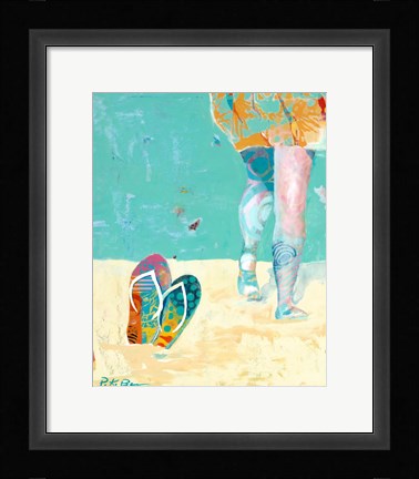 Framed Flip Flops on the Beach Print