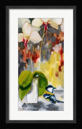 Framed Chickadee with Orchid Print