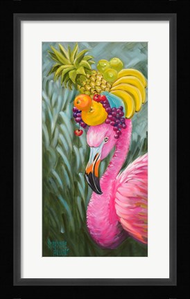 Framed Flamingo with Fruit Baskets Print