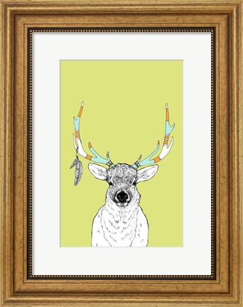 Framed Elk &amp; Feathers Print