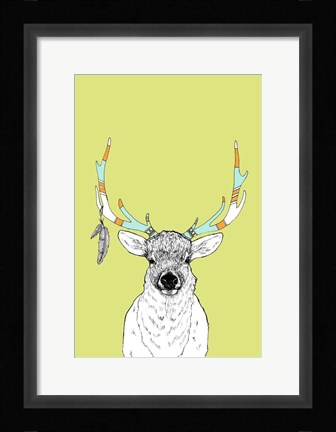Framed Elk &amp; Feathers Print