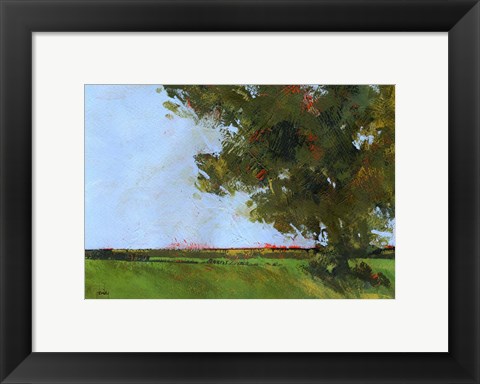 Framed Autumn Oak and Empty Fields Print