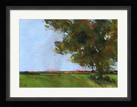 Framed Autumn Oak and Empty Fields Print